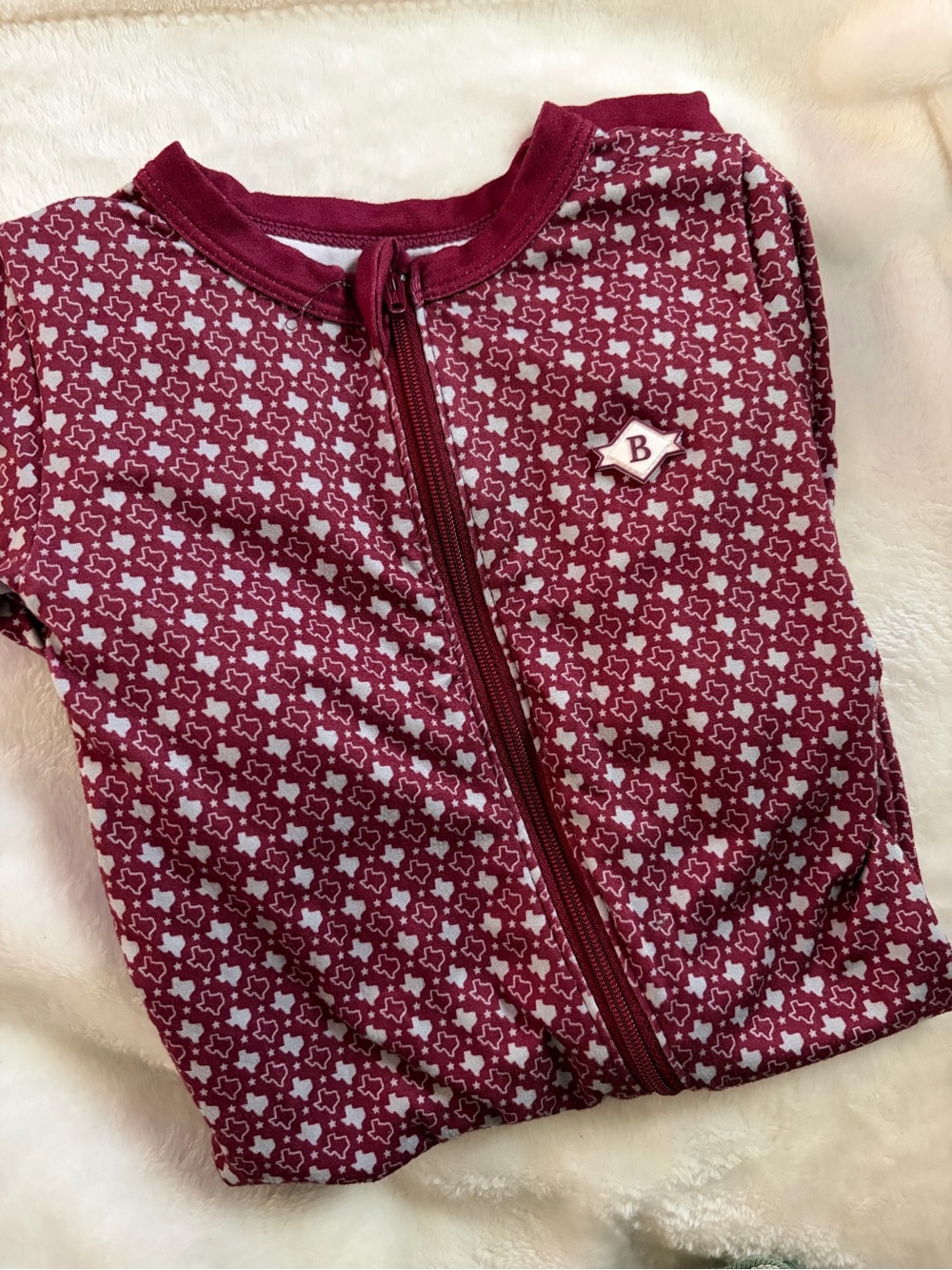 BURLEBO Maroon TX Zip Footie